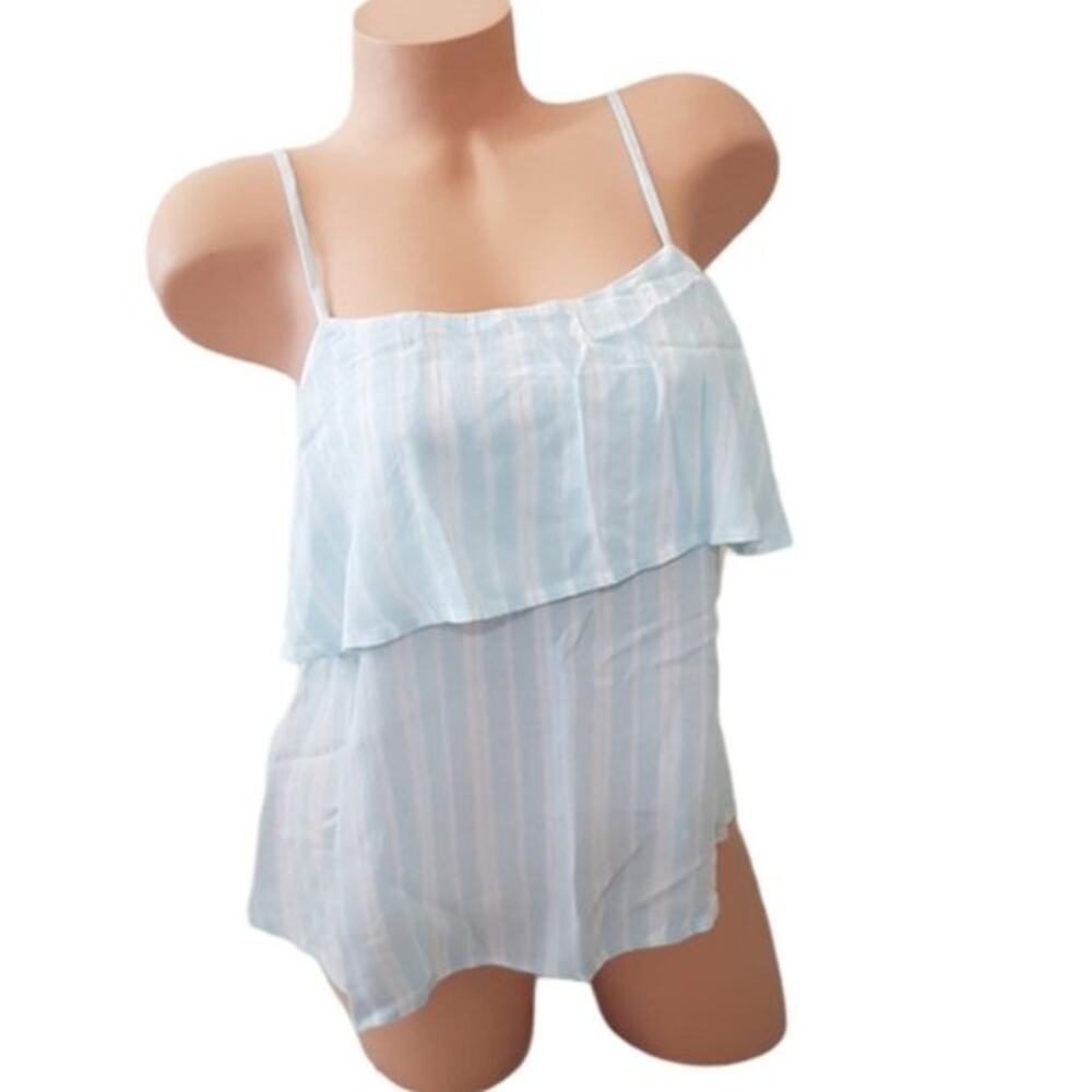 NWT Abound Nordstrom Tiered Blue White Striped Camisole Tank Top Small